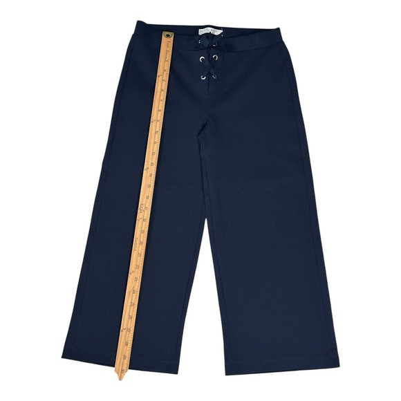 Zara‎ Women's Black High Waisted Wide Drawstring Pull On Leg Crop Pants Size S - Picture 4 of 11